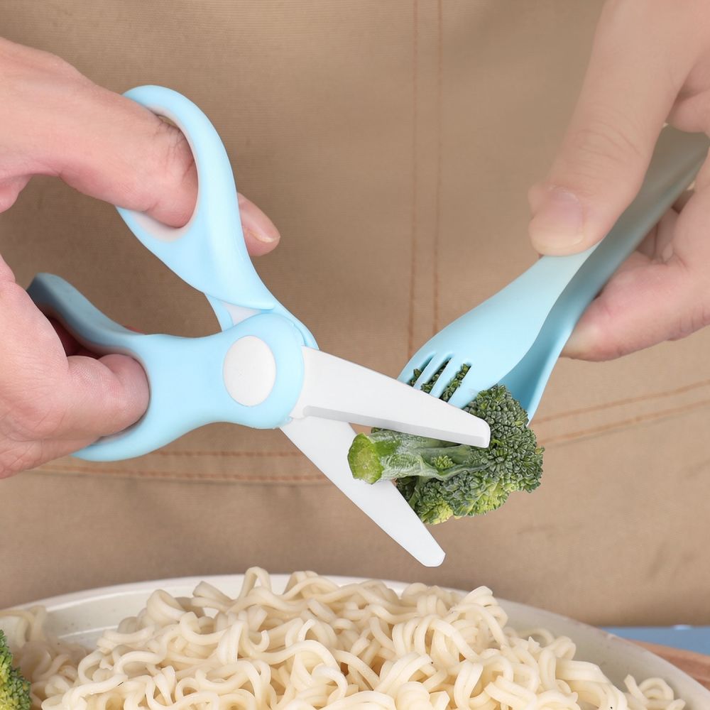 Baby Food Scissors - お手入れが簡単なセラミック製ベビーフード用ハサミ。離乳食の準備に便利なキッチン用具。収納容器付き。