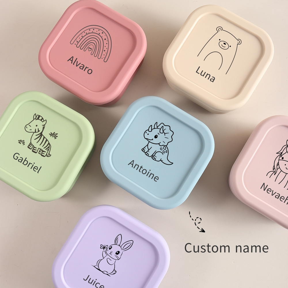 Baby Food Jars With Lids - カスタム名またはパターン入り1個入り食品グレードシリコン製ベビーフード保存容器、510ml漏れ防止スナックボックス、学校給食ボックス