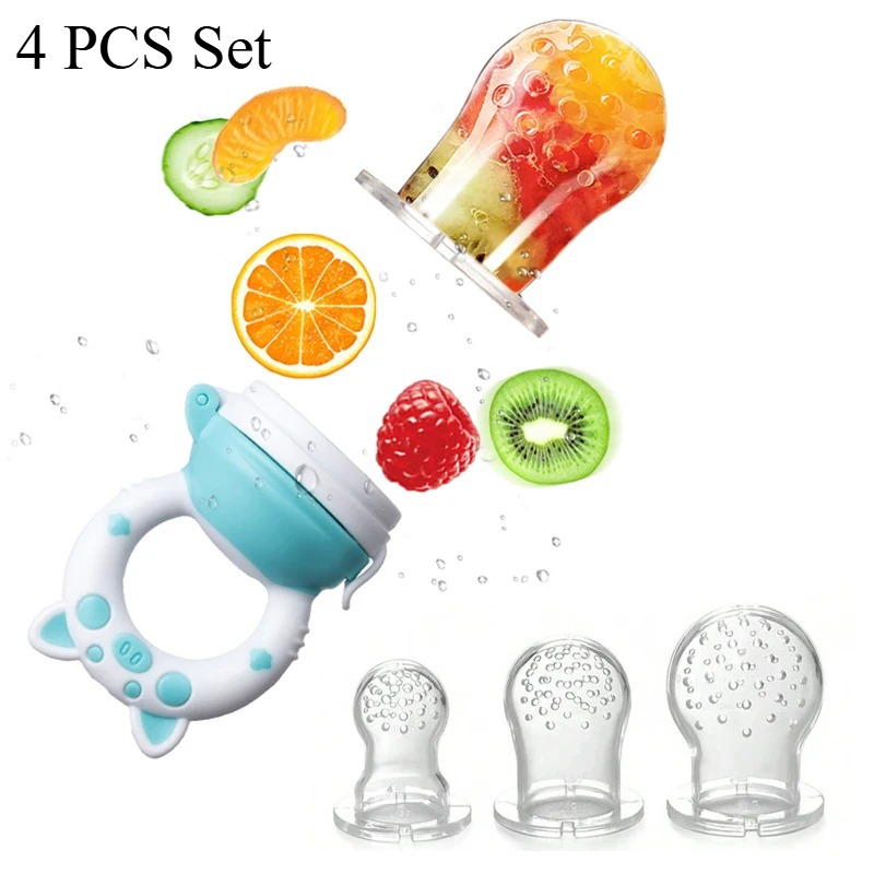 Baby Food Vegetables - 4個セット シリコン製果物・野菜フィーダー 乳幼児用（6～36ヶ月） 食品グレード歯固め＆授乳用おしゃぶり
