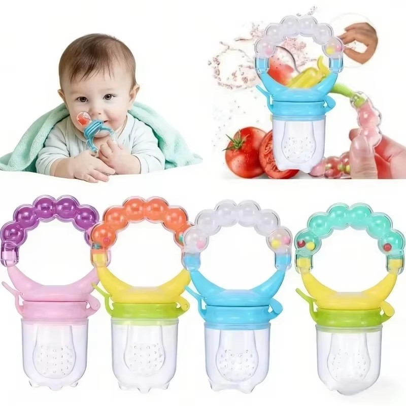 Baby Food Vegetables - 1/2/3個入り ベビーフードニブラー 授乳用スプーン ベル付きジュースエクストラクター おしゃぶり シリコン製噛み付きおもちゃ