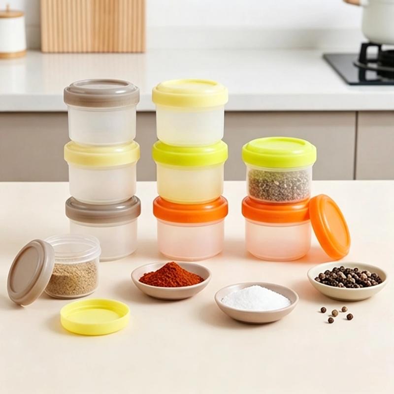 Baby Food Jars With Lids - 4個入り、積み重ね可能なPP製ミニ食品保存容器。密閉性があり、液漏れしにくく、持ち運びにも便利。旅行用、おやつ、離乳食、スパイスの保存に最適。