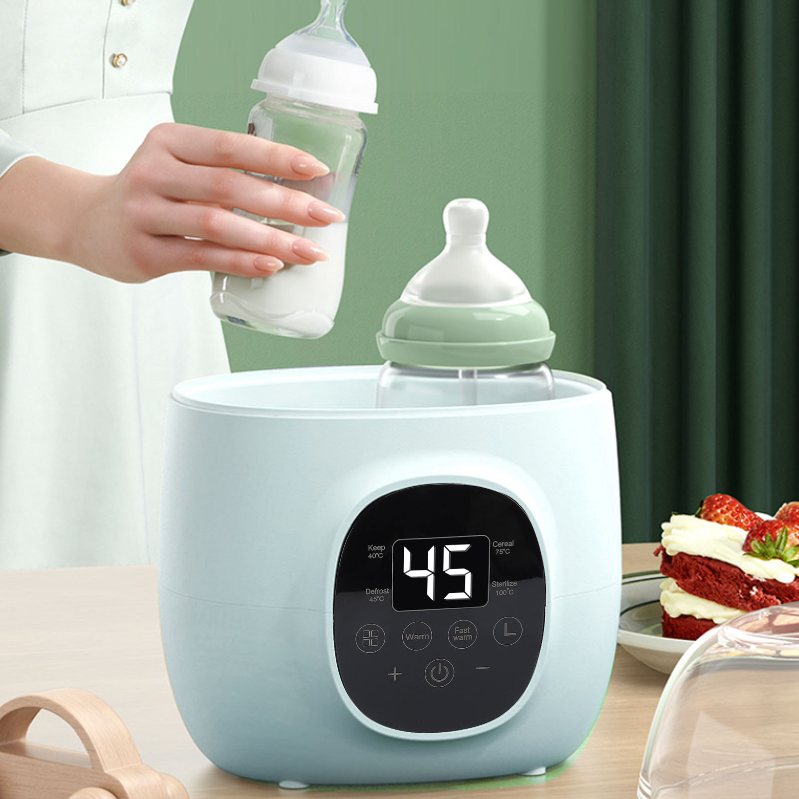 Baby Food Warmer - 哺乳瓶ウォーマー 200W PP 多機能高速加熱ベビーフードミルクウォーマー 母乳用解凍機能付き すべてのボトルサイズに対応