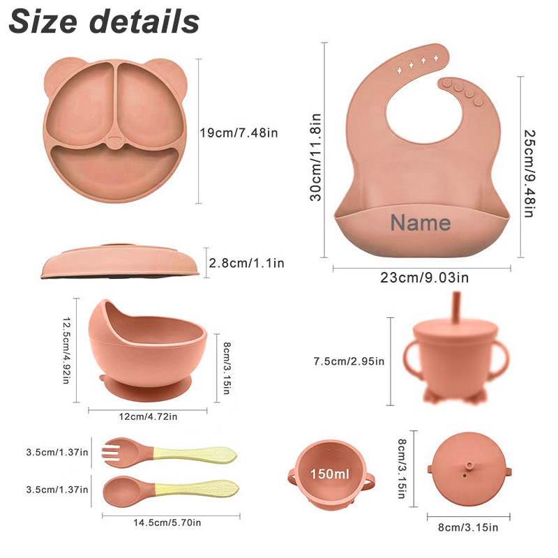子供用のパーソナライズされた名前の食器,シリコン吸盤プレート - Baby Food Menu のレビューと価格
