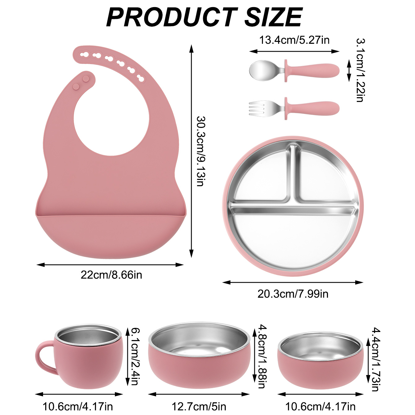 7 個のステンレス鋼の取り外し可能な食器プレートシリコーンベ - Baby Food Menu のレビューと価格