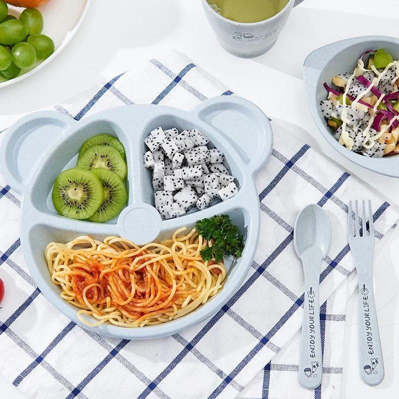ベビーボウルスプーンフォークセット給餌食器漫画クマ子供プレー - Baby Food Menu のレビューと価格