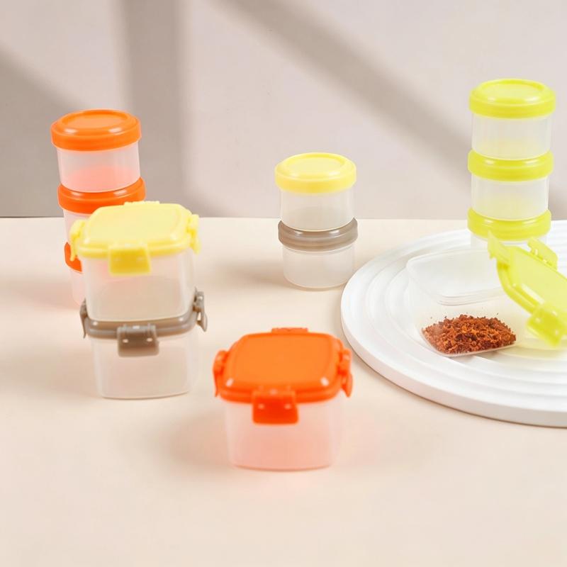 4個入り、積み重ね可能なPP製ミニ食品保存容器。密閉性があり - Baby Food Jars With Lids のレビューと価格