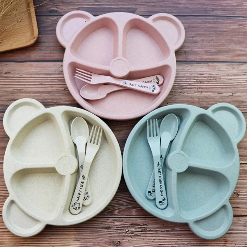 3 ピース/セット小麦わらベビー食器漫画食器セット子供ディナ - Baby Food Menu のレビューと価格
